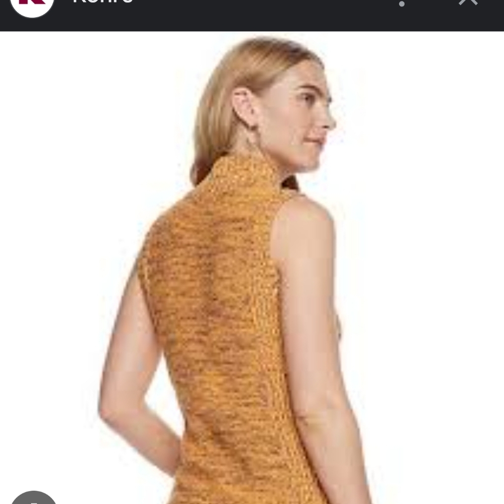 Nine West Womens Mustard Yellow Marled Knit‎ Mock Neck Sleeveless Sweater Small